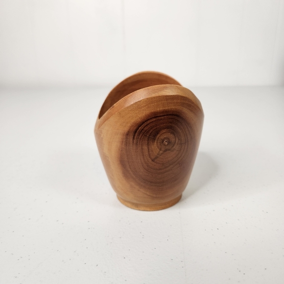 Miniature Danish Wood Egg Holder Trinket Dish Carved Vintage Decor MCM 3.75" - Picture 3 of 8